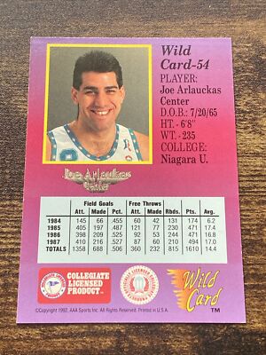 1992 Wild Card Basketball Joe Arlaukas #54 L9060* | eBay