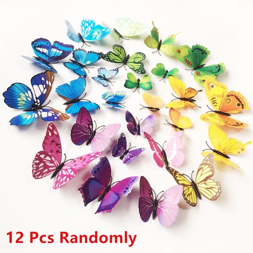 12 pcs Magnetic Butterfly Wall Stickers Decal Home Decorations Decor Double Wing - Picture 14 of 33
