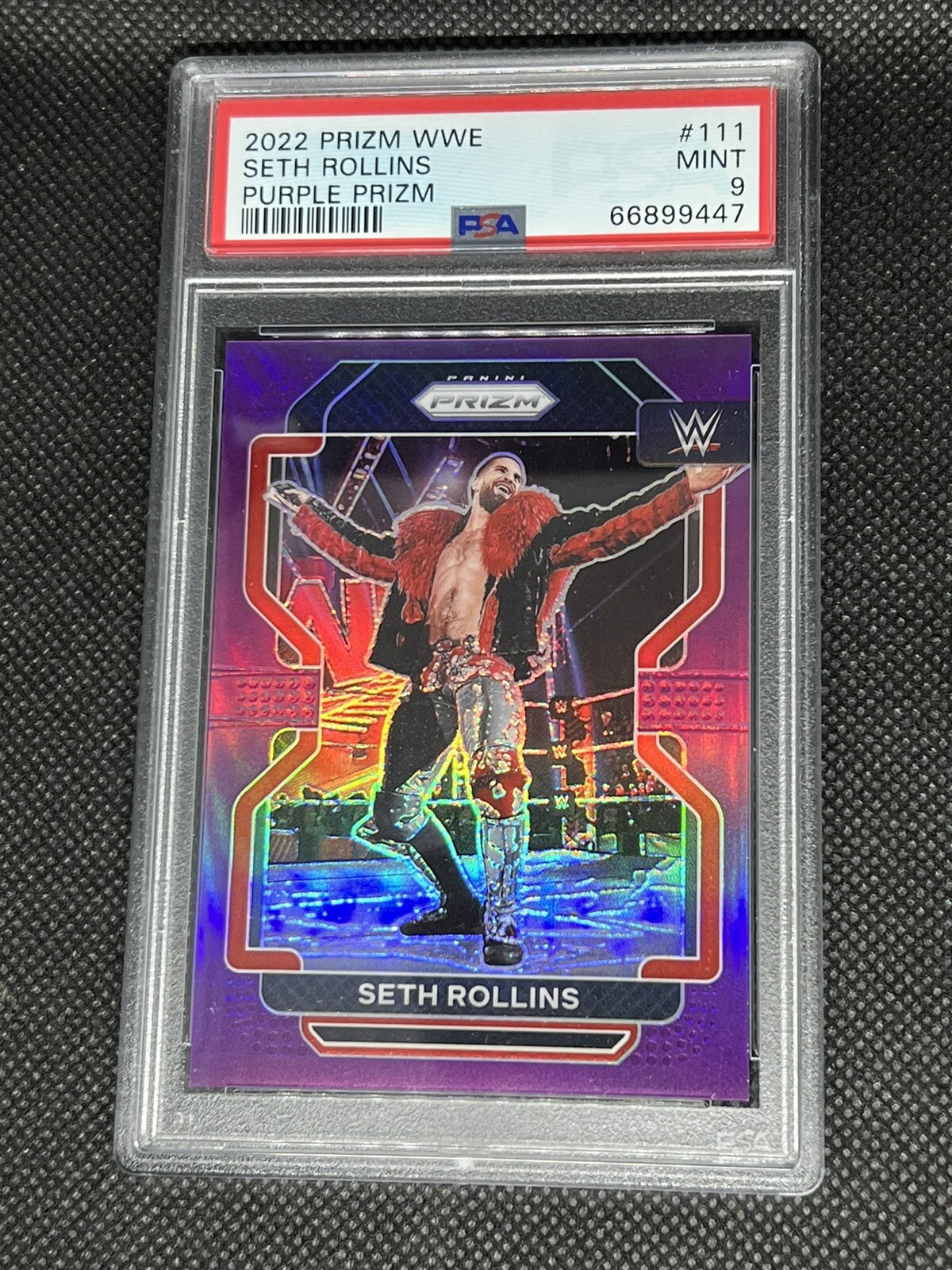 2022 Panini Prizm WWE - Prizm #111 Seth Rollins /149 Purple PSA 9 Pop 9