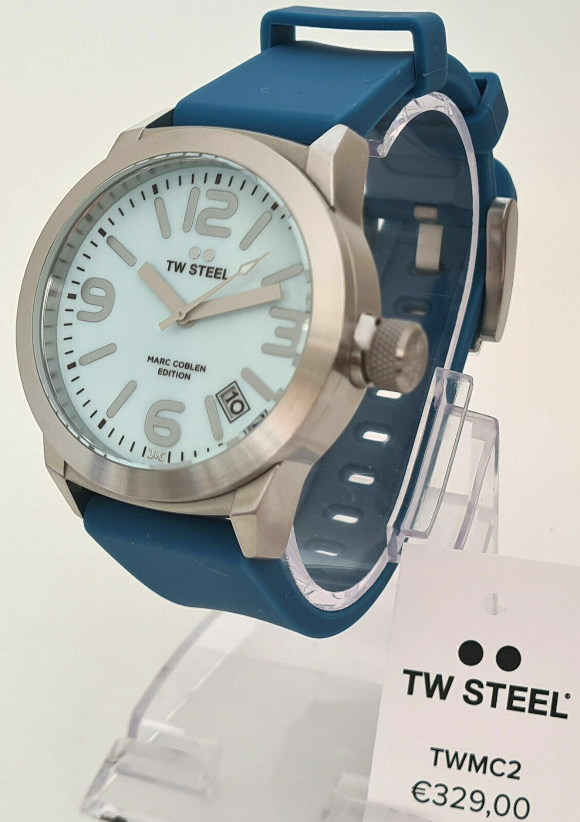 Montre en acier TW Steel Marc Goblen chic avec grand cadran bleu azur