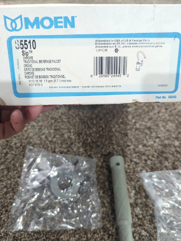 Moen S5510 Chrome Sip Traditional Cold Water Kitchen Beverage Faucet OPEN BOX - Image 4 of 4