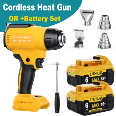 Cordless Handheld Heat Gun Hot Air Gun with 4 Nozzles For Dewalt 18V Battery UK
