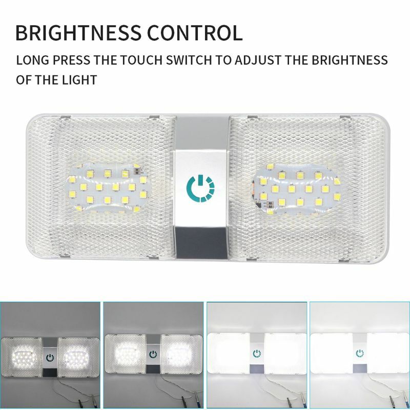 Leisure 12V LED RV Interior Ceiling Light Boat Camper Trailer double Dome Frost