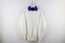 Vtg 70s Streetwear Womens L Distressed Blank Collared Pullover Sweatshirt USA