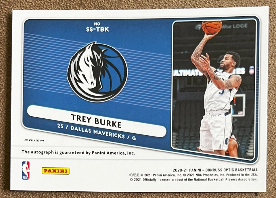 2020-21 Donruss Optic Signature Series Trey Burke Autograph #SS-TBK Silver Prizm - Image 2 of 3