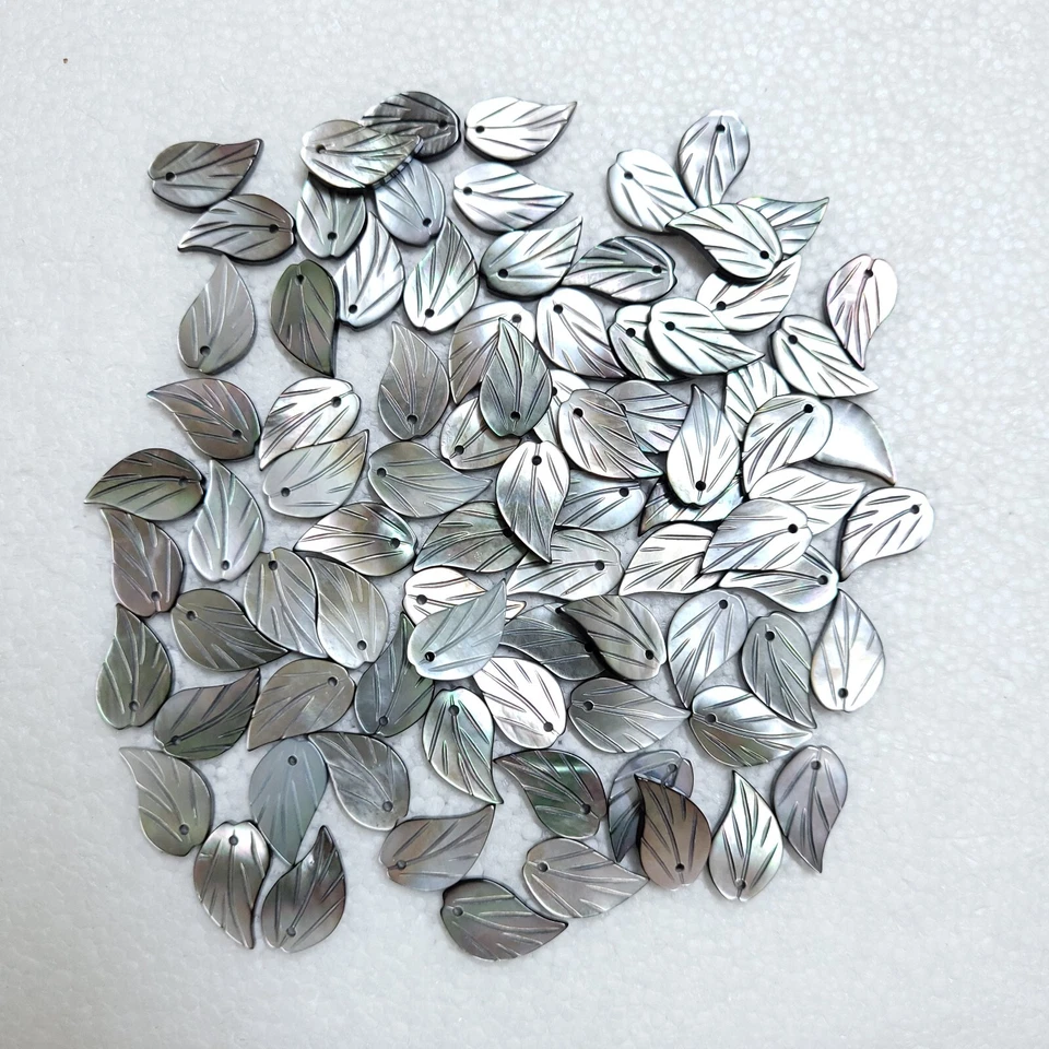 Etched Leaf Shell Button 16mm 20mm MOP Pearl 1 2 Hole Novelty Agoya Sewing Craft - Image 4 of 4