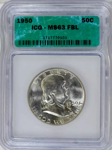 1950 Half Dollars Franklin ICG MS-63 FBL