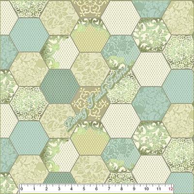 ''DOWNTOWN LACE'' EBI FABRIC QT1312 COTTON FABRIC PRICED PER 1/2 YD AQUA
