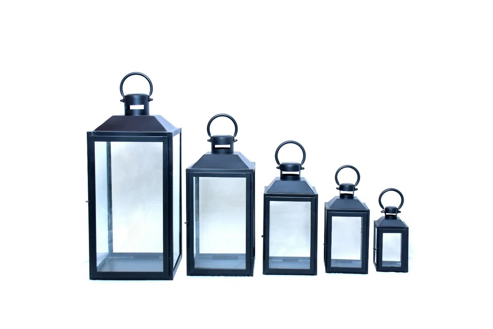 Linternas de vela decorativas de metal/vidrio American Mantle - Juego de 5 piezas - ML1715 Foto 3 de 4