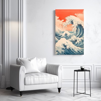 Ukiyo-e Waves Hokusai-Stil, japanische Wandkunst, Leinwand und Posterdruck Z14
