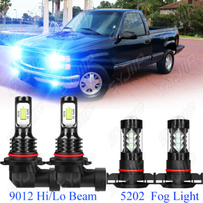 9012 LED Headlight + 5202 Fog Light Bulb Combo Kit for 2014 2015 GMC