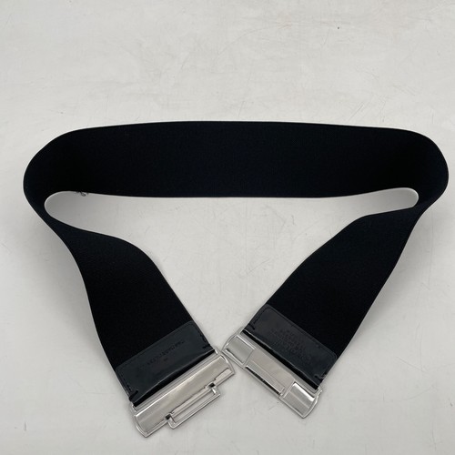 LRL Ralph Lauren womens size M Corset Belt Elastic Stretch patent Leather Silver - Picture 8 of 12