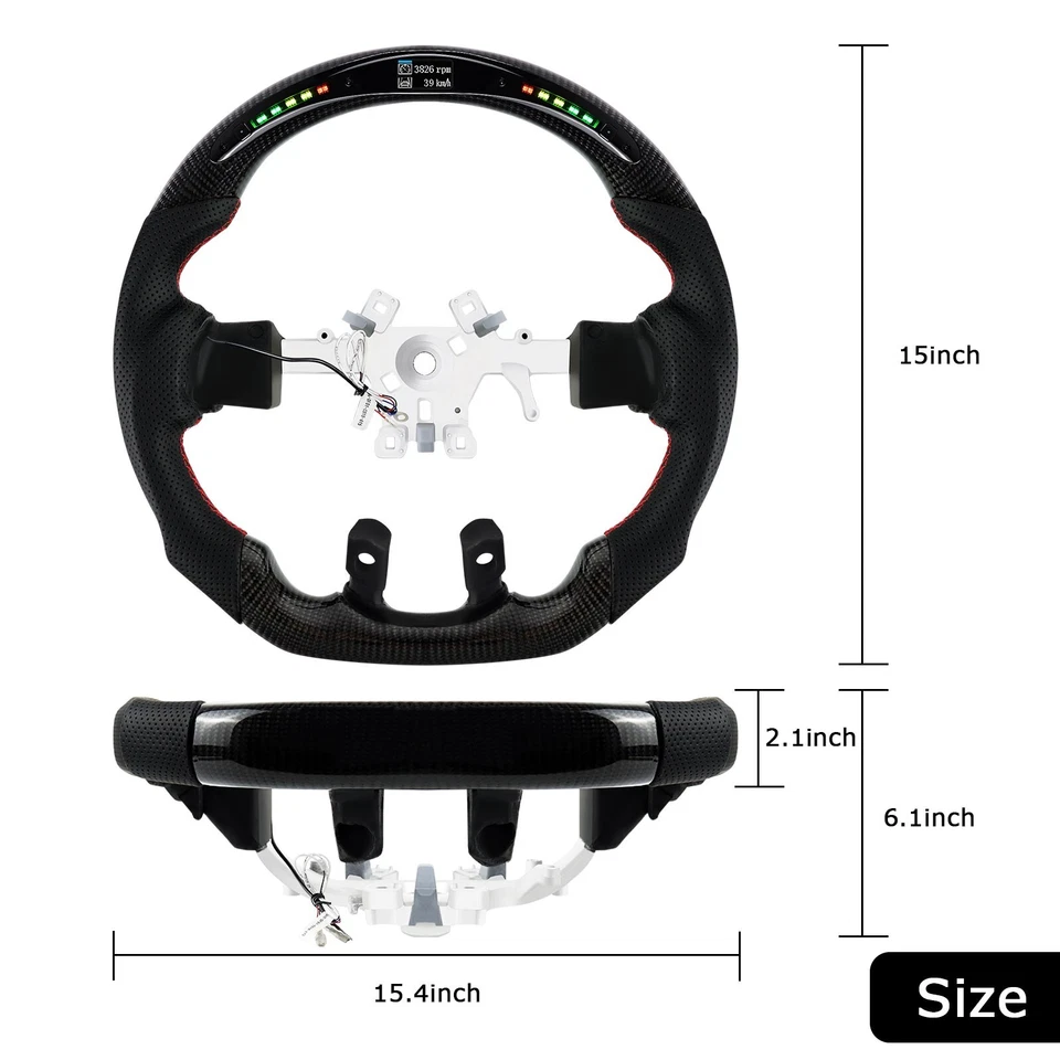 Volante de LED de fibra de carbono LOSCHEN para Dodge RAM 1500 2500 3500 2012-2017 - Imagem 2 de 4