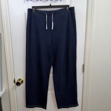 Women's dark blue drawstring pull on straight fit casual lounge sweatpants large
