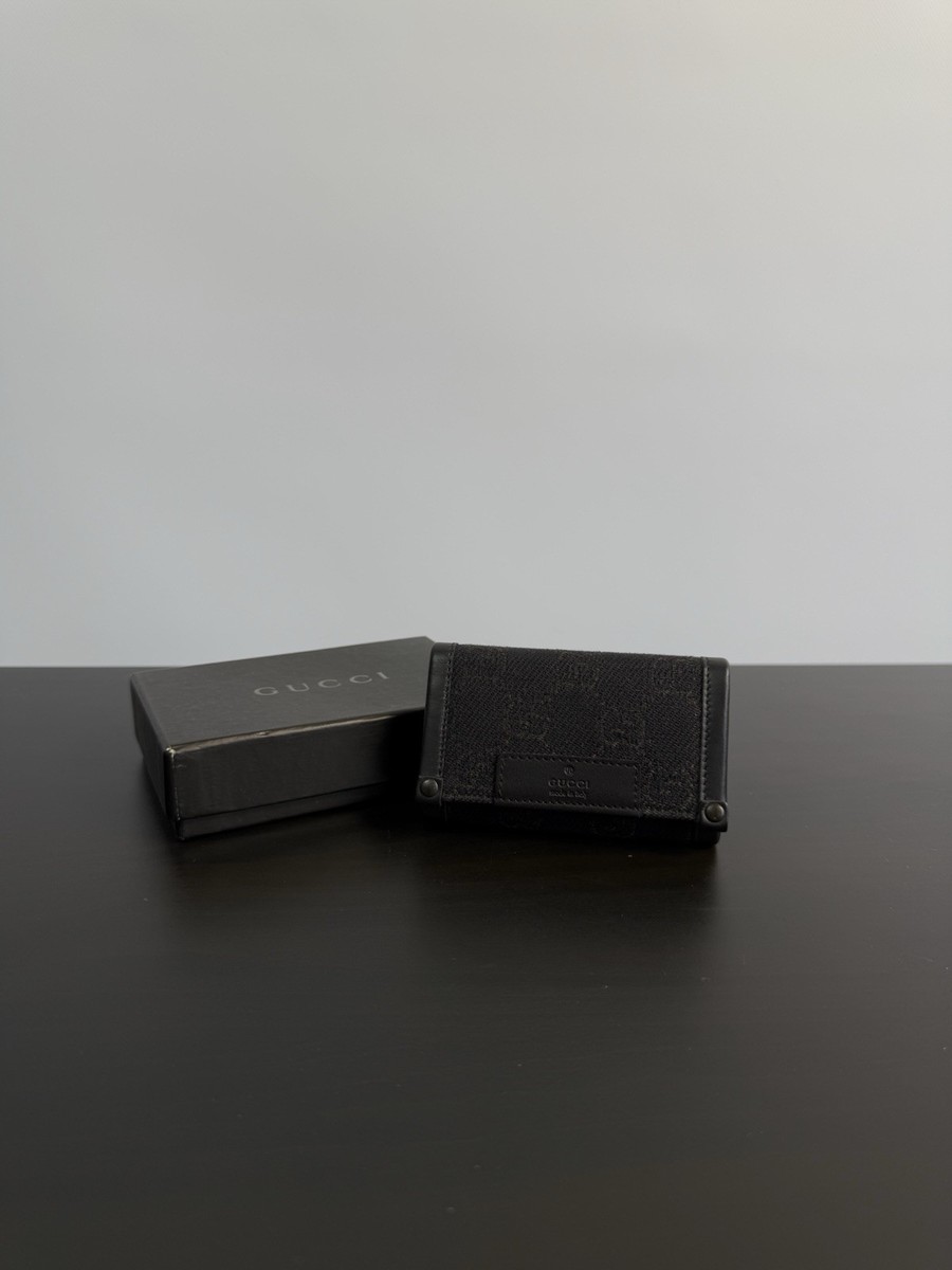 GUCCIケース NWT Gucci Men's Key Case GG Monogram Canvas Leather Black Code