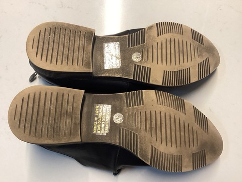 SALE “MIDAS” BLACK LEATHER BACK ZIP BIG BOW TRIM ALMOND TOE FLATS SZ 38 EUC - Picture 6 of 6
