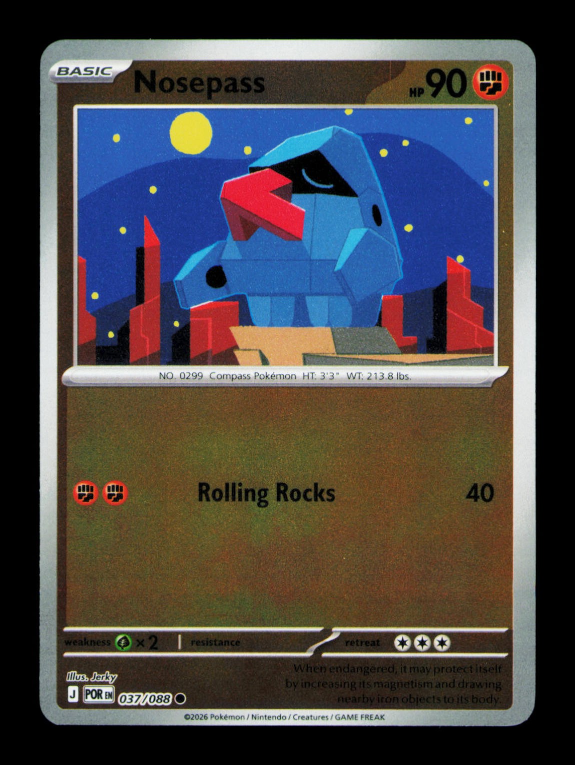 Nosepass Reverse Holofoil Common ME03: Perfect Order 037/088 NM