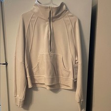 Lululemon M/L Scuba NWT Oversized Funnel Neck Velvet In Bone New Logo Classic