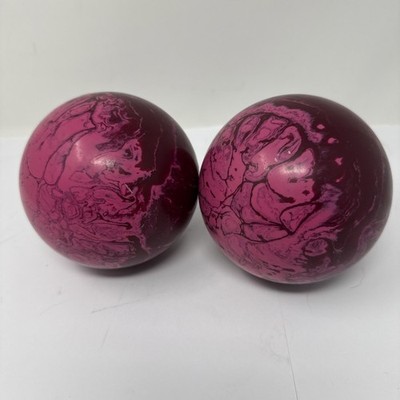 2 Paramount Duckpin Bowling Balls Maroon Magenta Swirl 3lbs 8oz 4.93 
