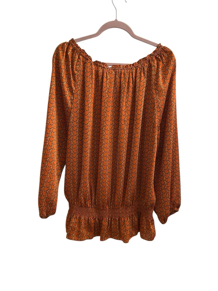 Blusa para mujer Michael Kors Top eslabón de cadena dorado óxido 1X Boho 2.0 Foto 2 de 4