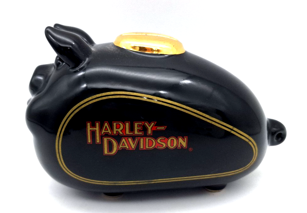 Vintage 2002 Harley Davidson Black Ceramic Gas Tank Piggy Bank