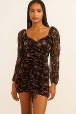 Kenedix floral Black/berry Ruching Mini Dress Size M