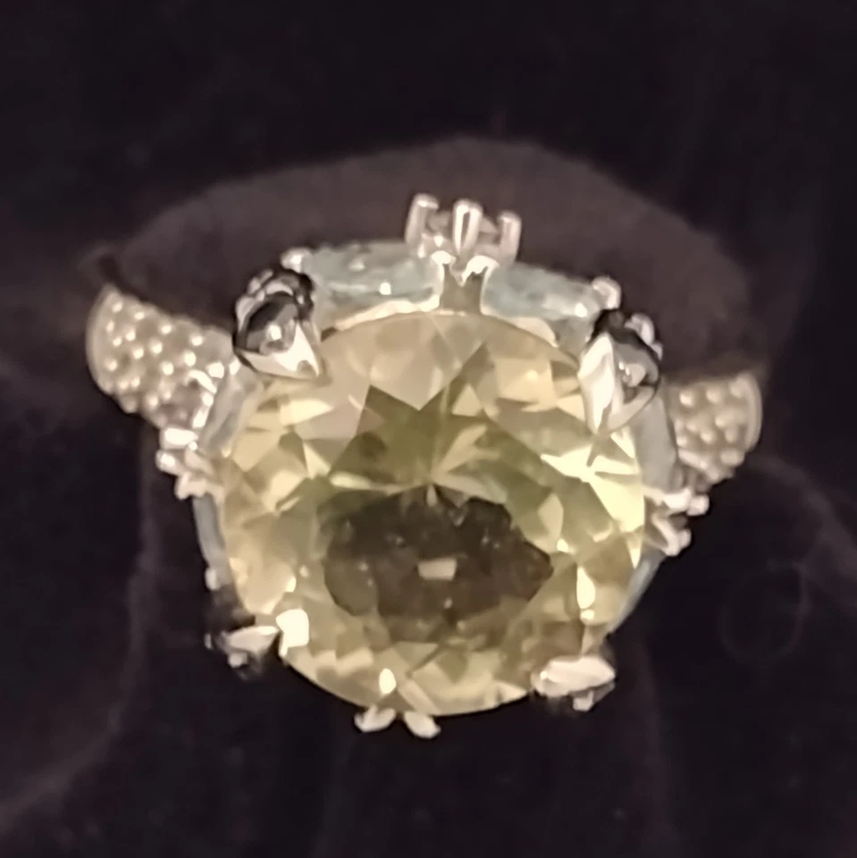 Anillo de cóctel HSN de 8 quilates de cuarzo limón con piedras preciosas de ley FP925 plata tamaño 10,5 Foto 4 de 4