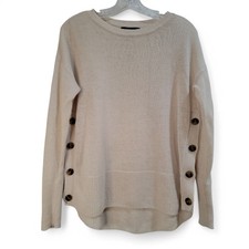 Tahari Tan Sweater Women  s Small Lightweight With Button Detailing Nautical