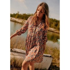 sezane leana floral button down dress