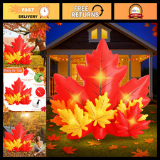 6 Ft Inflatable Maple Leaf Decoration with LED Lights - Fall Outdoor Decor