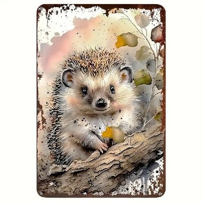 Blechschild niedlicher Igel Vintage Metallschild TEL3166