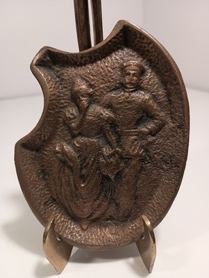 Risque Vintage Cast Bronze Decorative Ashtray WW1 Era German Soilder/ Maid