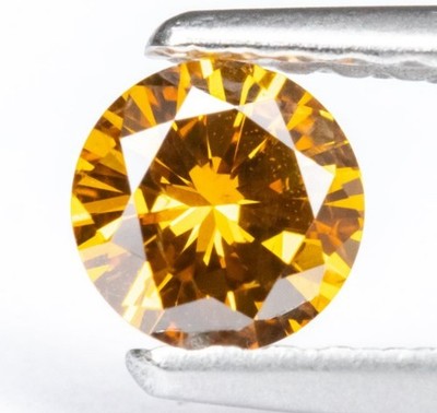 1 pcs Diamond  (Natural coloured)  - 0.30 ct - Round - Fancy deep Orange - SI2