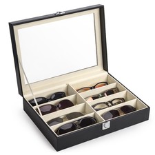 Leather Multi Sunglasses Organizer for Women Men, Eyeglasses Eyewear Display ...