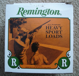 Remington 12 Ga Heavy Sport Loads empty shotgun shell box.Lonoke, ARk USA