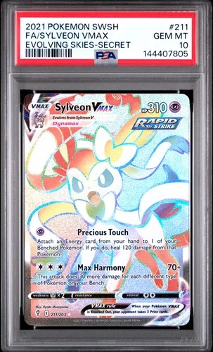 Sylveon Vmax 211/203 Secret Rare Rainbow Evolving Skies Pokemon English PSA 10