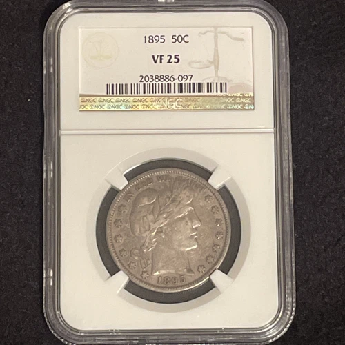 1895 (P) Barber Half Dollar - NGC VF25 - Nice Example of a Tough Early Date