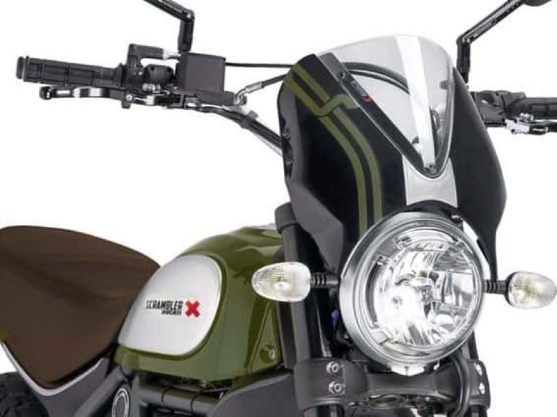 Puig Retrovision Blk Semi Fairing & Clr Screen Ducati Scrambler 1100 Sport 18-20