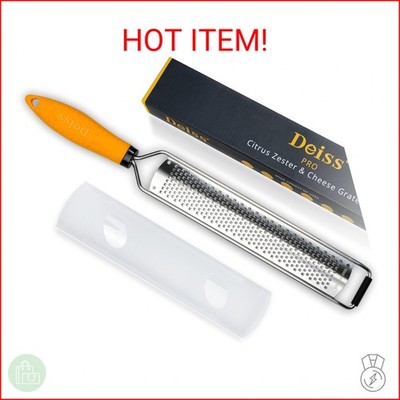 Deiss PRO Lemon Zester & Heavy Duty Cheese Grater & Vegetable Grater - Parmesan