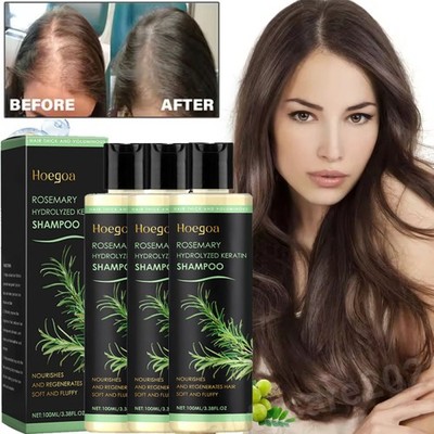 3X Organic-Rosemary Hair Growth Shampoo Unisex Hydrolyzed Keratin Shampoo 100ml