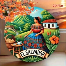2D Flat2D Flat, 1pc 7.87X 7.87Inch Aluminum Metal Wall Decoration Salvadoran Cou