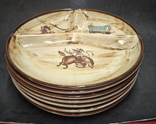 READ! Vtg Set Of 7 Nasco Fred Roberts El Coronado Chuckwagon Plates Cowboy