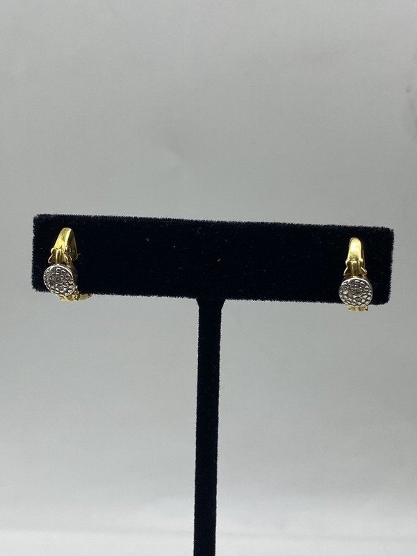 14k Gold Diamond Hoop Earrings 4.4g