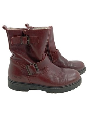 Bisgaard Kinder Leder Stiefel Mädchen Gr. 36 Bordeaux Rot Biker Boot