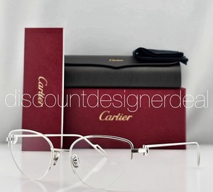 Cartier CT0157O 003 Plateado Semi-Sin Borde Gafas de Gato 54mm Auténticas NUEVO