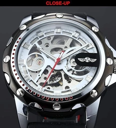 Reloj automático AMPM24 Skeleton para hombre correa de silicona negra mecánico deportivo PMW08 Foto 4 de 4