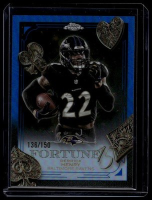 2025 Topps Chrome #F15-10 Derrick Henry Fortune 15 Blue Refractor #/150