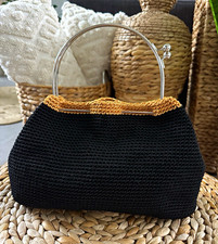 Black and Gold Premium Macramé Woven Top Han...