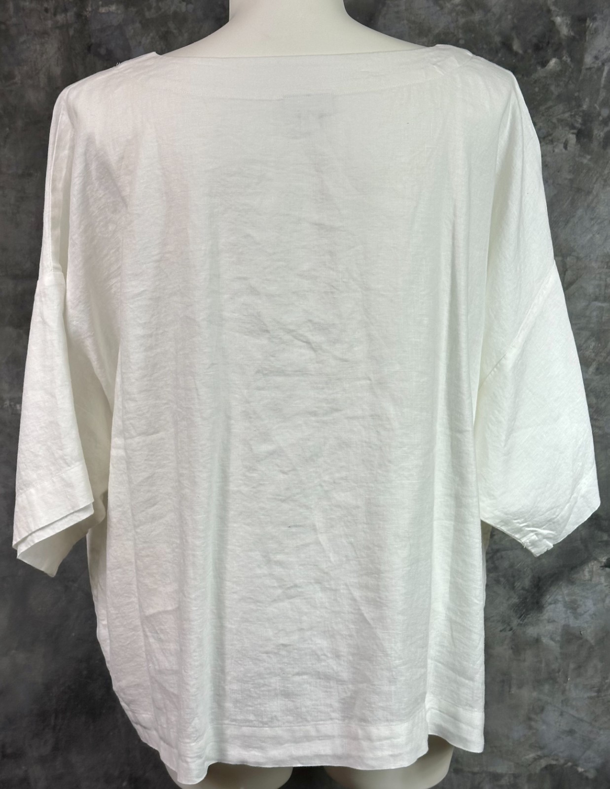 J Jill Solid White  100% Linen Dropped Shoulder B… - image 4