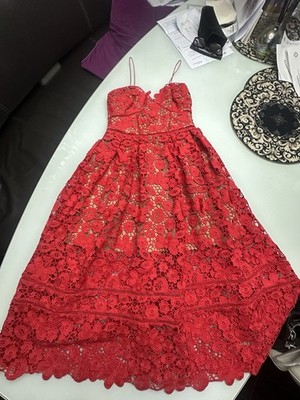 Self-Portrait Kleid Azalea aus Spitze Gr. 36 Rot UK 8 US 4